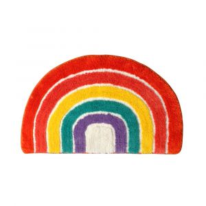 Tapis De Bain Demi-Rond À Rayures Colorées, 50 X 80 Cm, Antidérapant Et Absorbant, En Microfibre, Lavable, Pour Baignoire, Douche, Salle De Bain, Cuisine, Entrée Et Chambre. - Neuf