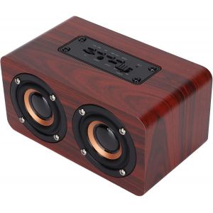 Haut-Parleur Bluetooth R&eacute;tro En Bois, St&eacute;r&eacute;o Sans Fil, Audio Domestique Pour Ordinateur Portable, Tablette, T&eacute;l&eacute;phone (Brun Rouge&acirc;tre) - Neuf