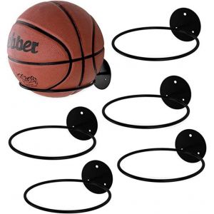 Acdsgd-Support Mural Ballon Le Basket-Ball, 5pcs Support Ballon Basket Support Mural Pour Ballon En M&eacute;tal Avec 8 Vis Noir Porte Mural Ballon De Sport Pour Basketball Football Rugby Volleyball Ado - Neuf