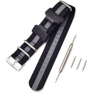 Kal-Nato Nylon Bracelet Compatible Avec Casio G-Shock Ga-110 120 Ga-400 Gd-100 Dw-5600 Gls-8900 Canvas Men Bracelet Band Black Adapters - Neuf