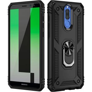 Kal-Coque Pour Huawei Mate 10 Lite + 9h Verre Trempé, Étui Protection Tpu/Pc Souple Durable Avec Support De 360° Rotation Anneau Protection Antichoc Armor Box Coque, Noir - Neuf