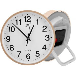 FCHHK-Grande horloge murale à poser ou à suspendre, sans bruit de tic-tac, horloge à quartz, haute précision, blanc moderne, pour cuisine, salon, bureau (doré) - Neuf