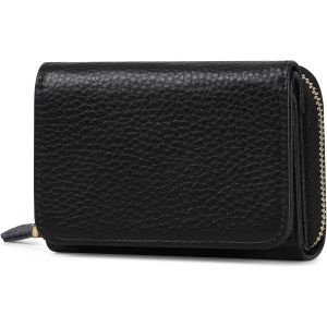 CAUC-Porte Monnaie Femme, Portefeuille Femme Cuir Blocage RFID Petit Portefeuilles et Porte-Cartes avec Fermeture éclair Poche à Monnaie, Noir - Neuf