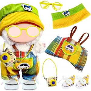 Lot de 6 v&ecirc;tements pour poup&eacute;e en peluche de 17 cm Accessoires mignons pour poup&eacute;e avec chapeauhautcombinaisonlunetteschaussures d'appareil photo pour gar&ccedil;ons et filles Cadeaux (sans - Neuf