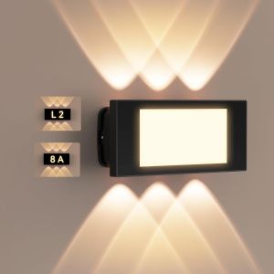 Applique Led Murale, 12w Applique Ext&eacute;rieure Moderne En Aluminium, &Eacute;clairage Int&eacute;rieur/Ext&eacute;rieur Pour Salon, Chambre, Couloir, Balcon, Escalier - Blanc Chaud 3000k - Neuf