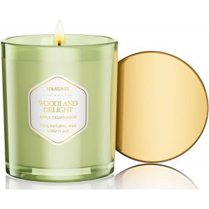 SANSH-Bougies parfumées à la pomme et au bois de cèdre - 320g, bougies d'automne en cire de soja naturelle pour la décoration intérieure, 70 heures de combustion longue durée Bougies de vacances - Neuf
