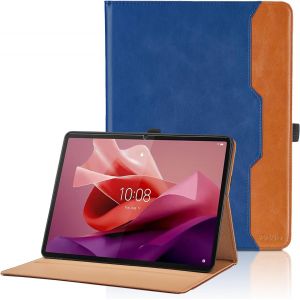 NAERYUT-Coque Pour Lenovo Tab P12 12.7 Pouces 2023 (Tb370Fu),Business Étui Pu Cuir Cover Tablette Housse De Protection Auto Réveil/Sommeil,Multi-Angle Flip Étui Avec Fonction Support-Bleu - Neuf