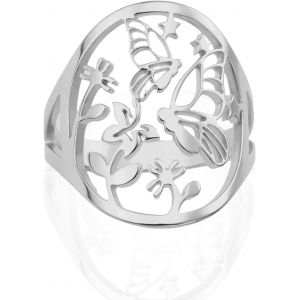 Kahfl-Bague Fleur De Papillon Pour Femmes Bagues Superpos&eacute;es En Acier Inoxydable Bijoux D&eacute;licats Pour Animaux Cadeau Pour Adolescents - Neuf
