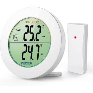 Thermom&egrave;tre Int&eacute;rieur et Ext&eacute;rieur, Thermom&egrave;tre sans Fil Num&eacute;rique avec Capteurs Sonde, HD &Eacute;cran LCD D&eacute;tecteur de Temp&eacute;rature, M&eacute;moire de Min/MAX, Tendance, &iquest;/&iquest;,Aliment&eacute; par Batterie - Neuf