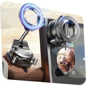 Support Telephone Voiture Magnetique, Stabilit&eacute; Militaire & Ventouse, Support Telephone Voiture Magsafe, pour iPhone 16 15 Pro Max, Galaxy S25, Xiaomi, Huawei, iPad Air 17 - Neuf