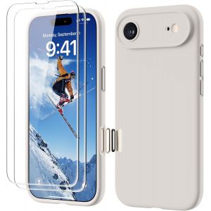 LORANKA-4 en 1 Coque iPhone Air Silicone avec Bouton de Contr&ocirc;le Cam&eacute;ra, avec 2 Verre Tremp&eacute;, 360&deg; Protection &Eacute;tui Pr&eacute;cise R&eacute;sistant aux Rayures Antid&eacute;rapant iPhone 17 Air Case 6.5"", Gris Pierre - Neuf