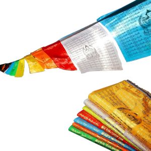 Mevronisshop-Drapeau De Pri&egrave;re Tib&eacute;tain - Mantra De Chenr&eacute;zi - Om Mani Padme Hum - Multicolore 17,5 Pieds 21 Drapeaux - Drapeaux Lungta Pour Autel Bouddhiste - D&eacute;coration Ext&eacute;rieure Pour La Maison - Neuf
