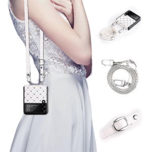 Pour Samsung Galaxy Z Flip 4 5g 2022 Coque Avec Cordon, Bandouli&egrave;re Portable Crossbody Avec Charni&egrave;re Cuir Phone Case Protector - Neuf
