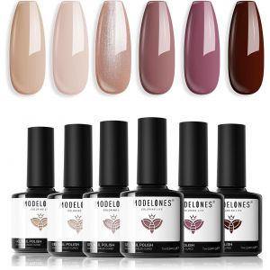 Vernis Semi Permanent,6 Couleurs Vernis À Ongles Gel Uv Semi Permanent Nude Marron Pailleté Automne,Soak Off Uv/Led Vernis Gel Uv Pour Gel Nail Polish Salon De Manucure Diy Home - Neuf