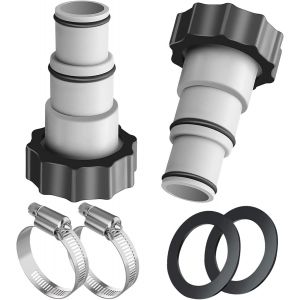 2 Pièce Adaptateur Tuyau Piscine,Adaptateurs de tuyau de piscine pour pompe,Adaptateur Pool avec Bague d'étanchéité + Colliers de Serrage,Raccord pour Tuyau de Piscine Ø 32 et 38 mm - Neuf