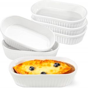 Jexnovashop-Lot De 6 Bols &Agrave; Cr&egrave;me Br&ucirc;l&eacute;e De 200 Ml &iquest; Moules &Agrave; Souffl&eacute; En C&eacute;ramique Pour Desserts, P&acirc;tisserie Et Service &iquest; Polyvalent Pour Tartelettes, Puddings, Sauces Et Mini G&acirc;teaux - Neuf