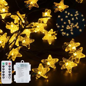 TRAHOO-Guirlande Lumineuse avec &Eacute;toile &agrave; Bulles 40LED 6M Guirlande LED &agrave; Piles 8 Modes Lumi&egrave;res de No&euml;l Int&eacute;rieur Ext&eacute;rieur R&eacute;sistant &agrave; l'eau avec T&eacute;l&eacute;commande Jardin No&euml;l,Mariage,Soir&eacute;e D&eacute;coration - Neuf