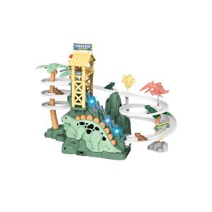 Circuit de course &eacute;lectrique dinosaure avec musique et lumi&egrave;res pour enfants de 4 ans et plus - Neuf
