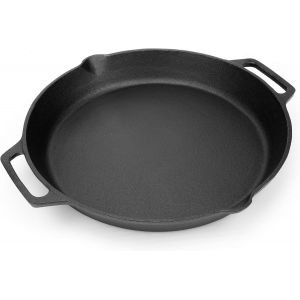 Subzonal-Grande Po&ecirc;le &Agrave; Frire En Fonte De 35 Cm Avec Poign&eacute;es Et 2 Becs Verseurs, Skillet De Cuisine Pour Induction Gaz Four Et Barbecue Ext&eacute;rieur - Neuf