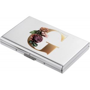 KALANKA-® Porte Cartes de Crédit, Portefeuille Fin en Métal avec Blocage RFID, Design Tendance et Motifs Artistiques, pour Homme et Femme. (6 Cartes/Argent/G) - Neuf