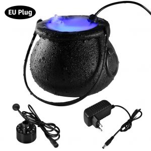 Hjlian Seau De Sorciere D'halloween A 12 Led, Chaudron D'halloween Avec Brumisateur - Neuf
