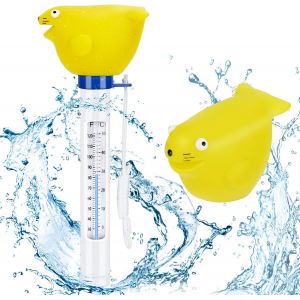 Thermomètre de piscine, thermomètre flottant avec cordon et résistant aux chocs pour toutes les piscines, spas, aquariums, jacuzzis et bassins à poissons (joint d'étanchéité) - Neuf