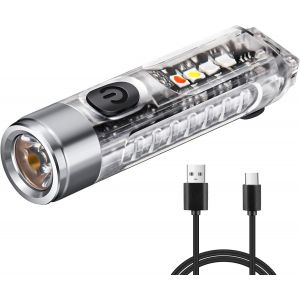 Portable Mini Lampe De Poche Led 400 Lumens - 11 Modes Lumineux, Rechargeable Par Usb, Avec La Lumière D'alarme - Torche Multifonctionnelle Pour La Marche, De La Recherche Et De La Randonnée - Neuf