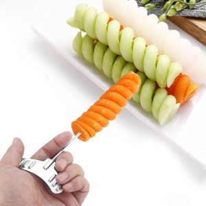 Checarzhn--No1-Lot De 2 Couteau À Spirale Pour Légumes, Economes En Spirale En Acier Inoxydable, Coupe Legumes Manuel, Pour Légumes, Pommes De Terre, Carotte Et Concombre - Neuf