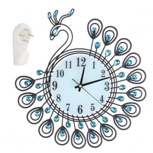 Hjlian Horloge Paon De Style Europeen En Fer Forge, Fonctionne A Piles, Silencieuse, Facile A Lire, Pour La Maison Ou Le Bureau - Neuf