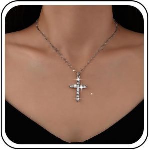 Kal-Collier Boho Croix Émeraude Choker Collier Pendentif Croix En Cz Collier Croix Religion Cristal Vert Collier Croix Chaîne Fine Collier Strass Bijoux Pour Femmes - Neuf