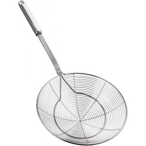 En Acier Inoxydable Skimmer Avec La Poignée Pour La Friture Et De Servir Des Aliments, Pâtes Alimentaires, Spaghetti, Nouilles (Diamètre: 18 Cm; Longueur Totale: 44 Cm) - Neuf