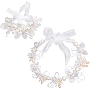 Kalvd-1 Accessoires De Cheveux De Fleurs Et 1 Bracelet De Fleurs,Accessoires Élés,Accessoires Pour Les Robes De Mariée,Accessoires Classiques Rétro. - Neuf