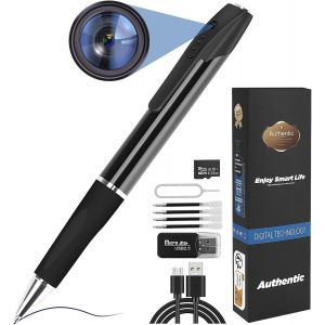 Cam&eacute;ra Espion Cam&eacute;ra Cach&eacute;e Stylo 1080P Mini Cam&eacute;ra de Poche avec Carte SD 32 Go Cam&eacute;ra Stylo avec Enregistrement Vid&eacute;o Prise de Photo et 150 Mins d'Autonomie de la Batterie Rechargeable - Neuf