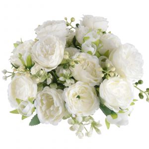 4 Bouquets Artificiels Fleurs Blanches pour la F&ecirc;te de Mariage de Table, Centres de table - Neuf