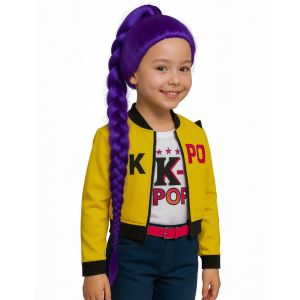 Perruque Kpop Tresse Violette Enfant - Neuf