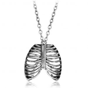 Gothique Anatomique Humain Cage Thoracique Pendentif Collier Corps Poitrine Squelette Cadeau - Neuf