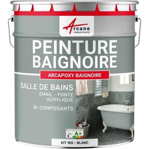 VornixorSarlshopPeinture Baignoire Lavabo Bac &agrave; douche : R&eacute;sine Salle de Bain pour Baignoire &eacute;mail, acrylique et fonte - 1 kg (jusqu'&agrave; 3 m&sup2; en 2 couches) Blanc - RAL 9003 - - Neuf
