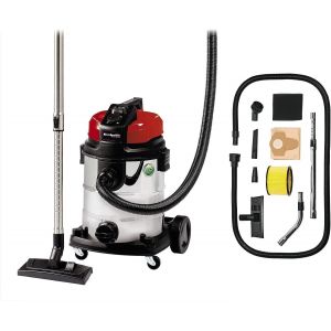 LETNERNY-Aspirateur Eaux Et Poussières Te-Vc 1925 Sa (800W, Cuve Inox 25L, Régulateur D'Air Sur La Poignée, 2 Roues Et 2 Roulettes Multidirectionnelles, Livré Avec Accessoires) - Neuf