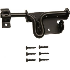 Loquet de porte coulissant robuste noir avec trou de verrouillage suspendu - loquet de porte coulissant en métal épais à quincaillerie solide, adapté aux portes de hangar, en fer et en bois - Neuf