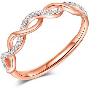 Kahfl-Bague En Argent 925,Bague Réglable Femme Fille,Anneau De Fiançailles Ouvert,Bague Symbole De L'infini,Zircon Incrusté,Taille Ajustable,Bague De Noël Et Anniversaire - Neuf