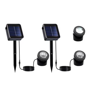 Lot De 2 Spots Solaires &Agrave; 6 Led Pour Jardin, Piscine, Pelouse Et Terrasse. - Neuf