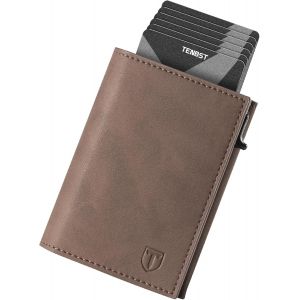 KALANKA-Porte Carte Homme, Portefeuille en Cuir avec Blocage RFID, 8 Porte Carte Crédit, Portefeuille pour Homme avec Compartiment à Billets et Poche à Monnaie - Marron - Neuf