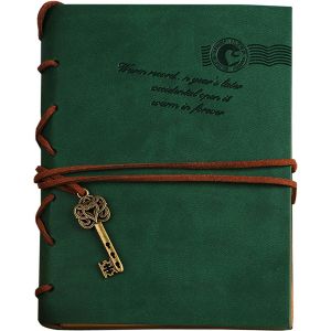 Classique Rétro Vintage En Cuir Pages Blanches Relié Carnet Journal Agenda Bloc-Notes,Rétro Calepin Cahier Carnet Notebook,135x189mm.[M342] - Neuf