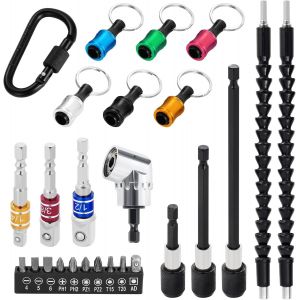 Lot de 25 rallonges de foret,105 ° pour tournevis,adaptateur hexagonal,porte-embout,adaptateur de douille - Neuf