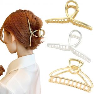 Kal-Pinces Cheveux Métal,3 Pièces Grande Pince Cheveux Femme Clips Griffe Cheveux Antidérapantem,Épingles Cheveux Bijoux Pour Femmes Et Filles Convient Aux Personnes Aux Cheveux Épais - Neuf