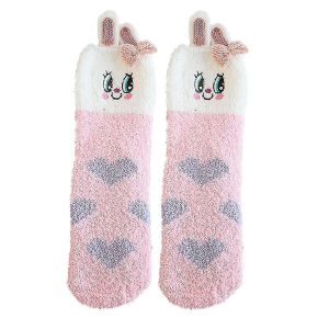 Femmes Dessin Animé Noël Chaussettes Corail Velours Broderie Hiver Femme Chaussette - Neuf