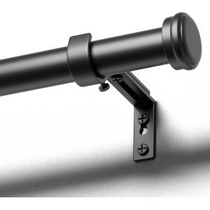 Tringle à Rideaux Noire,80-218 cm Extensible,Tringle Rideau 25 mm de Diamètre en Métal Résistant,Ensemble avec Supports Facile à Installer,pour Chambre et Salon - Neuf