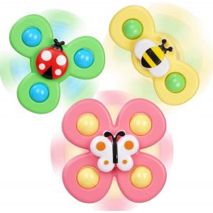 RVKAL-Ventouse Spinner Jouets,3Pcs Coccinelle Abeille Papillon Animaux Mignons Jouets De Bain Bébé,Ventouses Rotatives Jouets,Bébé Spinner Jouets Cadeau Pour Tout-Petit,Enfants,Filles,Garçons - Neuf