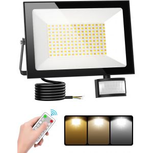 Asfasfq-100w Projecteur Led Exterieur Detecteur De Mouvement,3000k/4500k/6500k Spot Led Extérieur Avec Télécommande,10000lm Projecteur Led Exterieur,Ip66 Etanche Eclairage Exterieur Pour Jardin Patio - Neuf