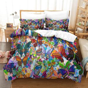 Housse De Couette Motif Imprim&iquest;&iquest; Butterfly D ,En Parure De Lit Avec Housse De Couette Et Taies D'oreiller,Fermeture &iquest;&iquest;Clair,Doux Microfibre Hypoallerg&iquest;&iquest;Niqueking&pound;&iquest;Xcm&pound;&copy; - Neuf